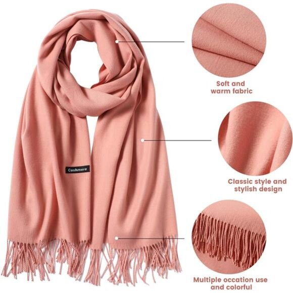 Women's Pashmina Scarf Shawl Wrap – Cashmere Feel, Large Scarves - Picture 4 of 7